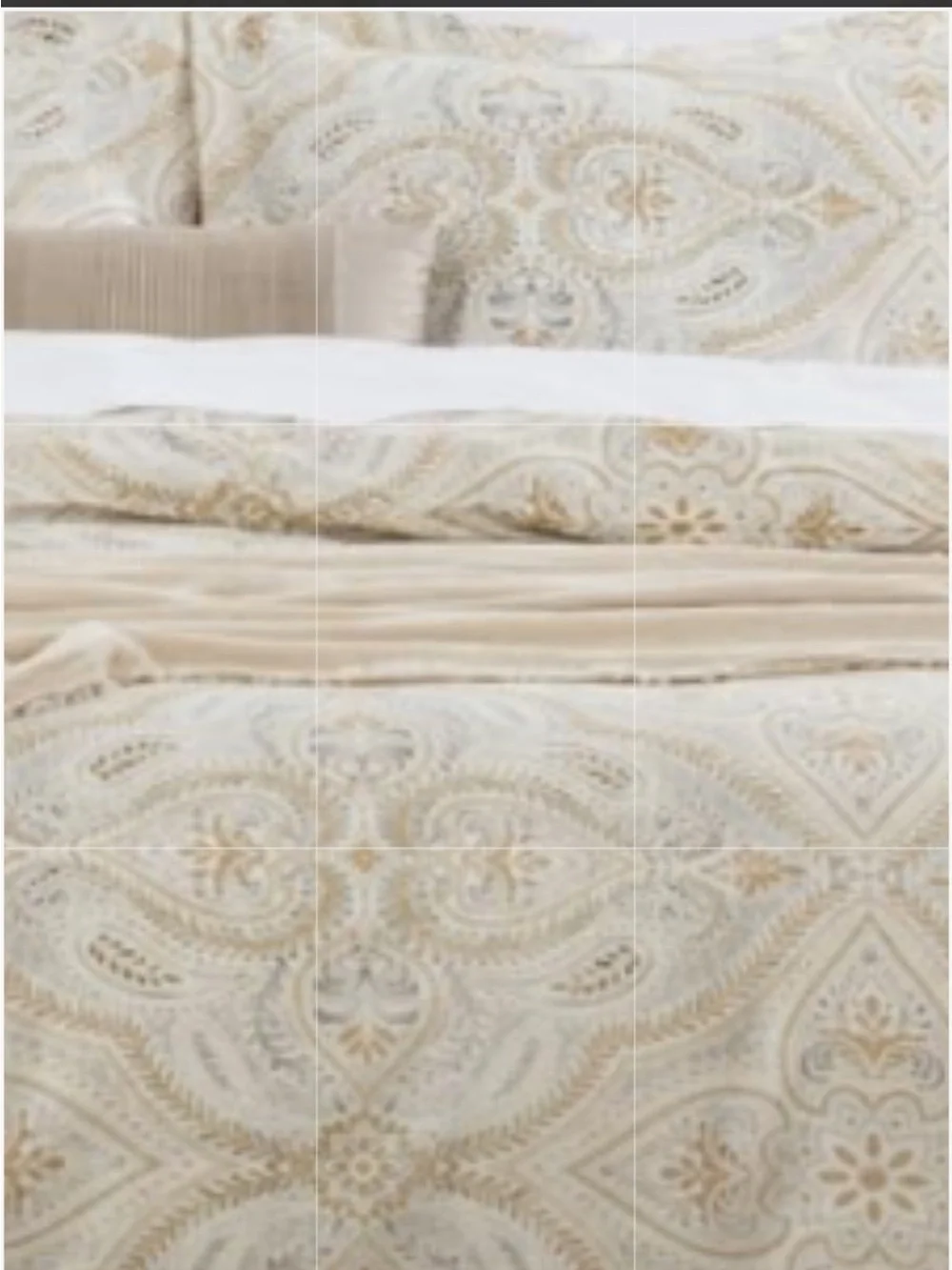 Gold & Gray Print 100% Cotton 3Pc Duvet Set - CALIFORNIA KING